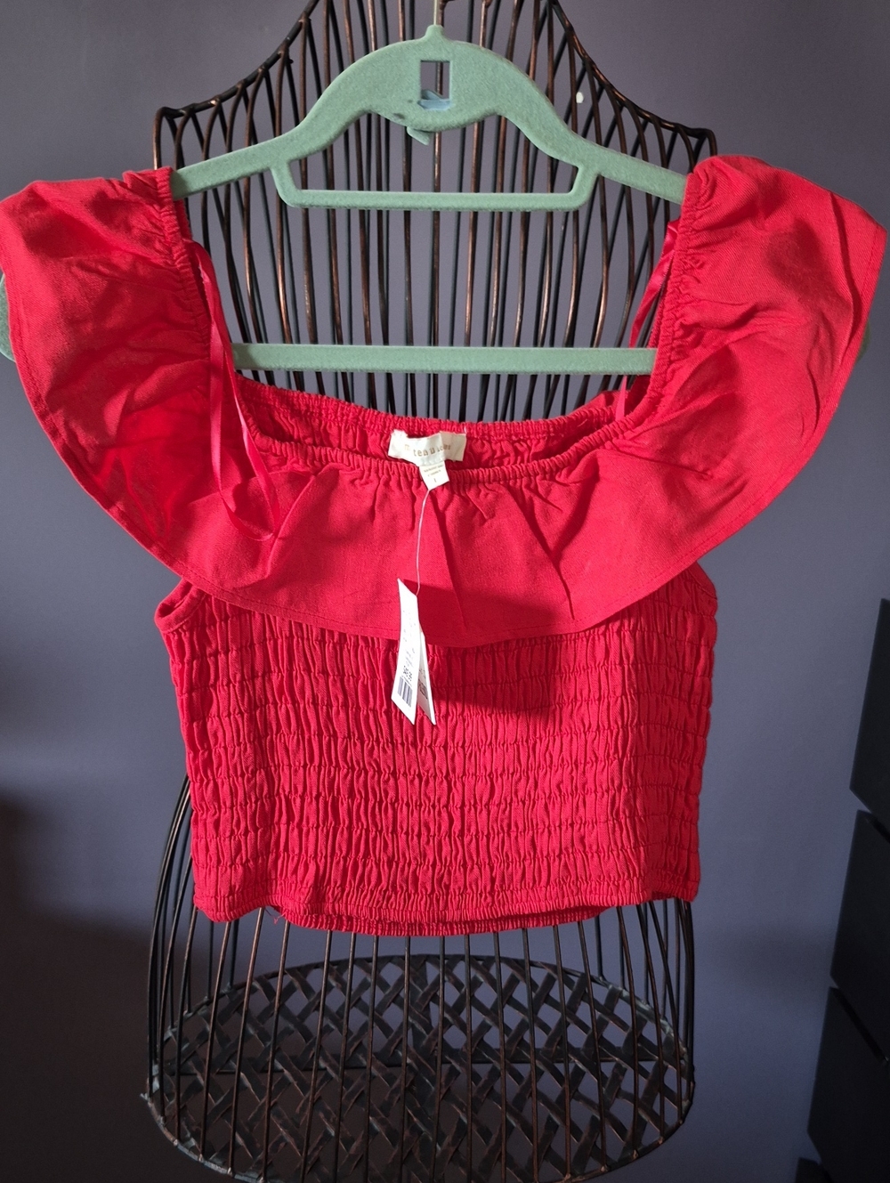 Women’s Red Off-Shoulder Ruffle Top